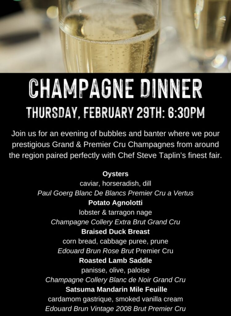 Feb 29 Bar Reverie Champagne Dinner 