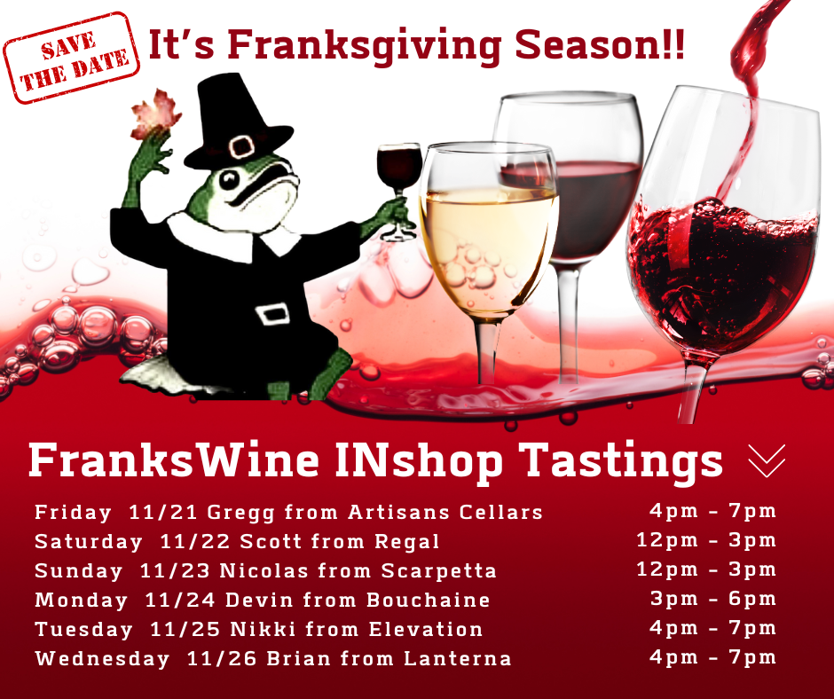 FranksWine Franksgiving INshop wine tastings